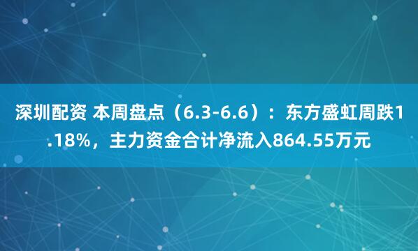 深圳配资 本周盘点（6.3-6.6）：东方盛虹周跌1.18%，主力资金合计净流入864.55万元