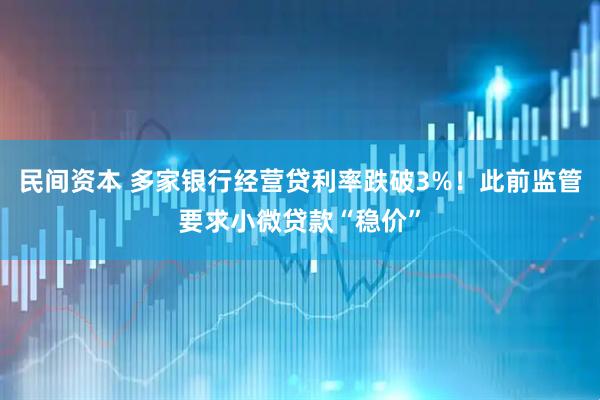 民间资本 多家银行经营贷利率跌破3%！此前监管要求小微贷款“稳价”